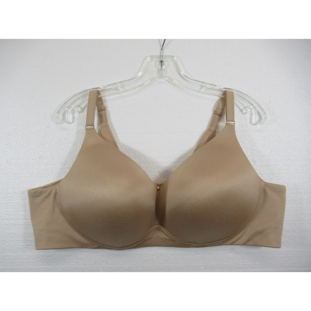 Cacique Lightly Lined No Wire Bra 44C Beige Wireless Satin